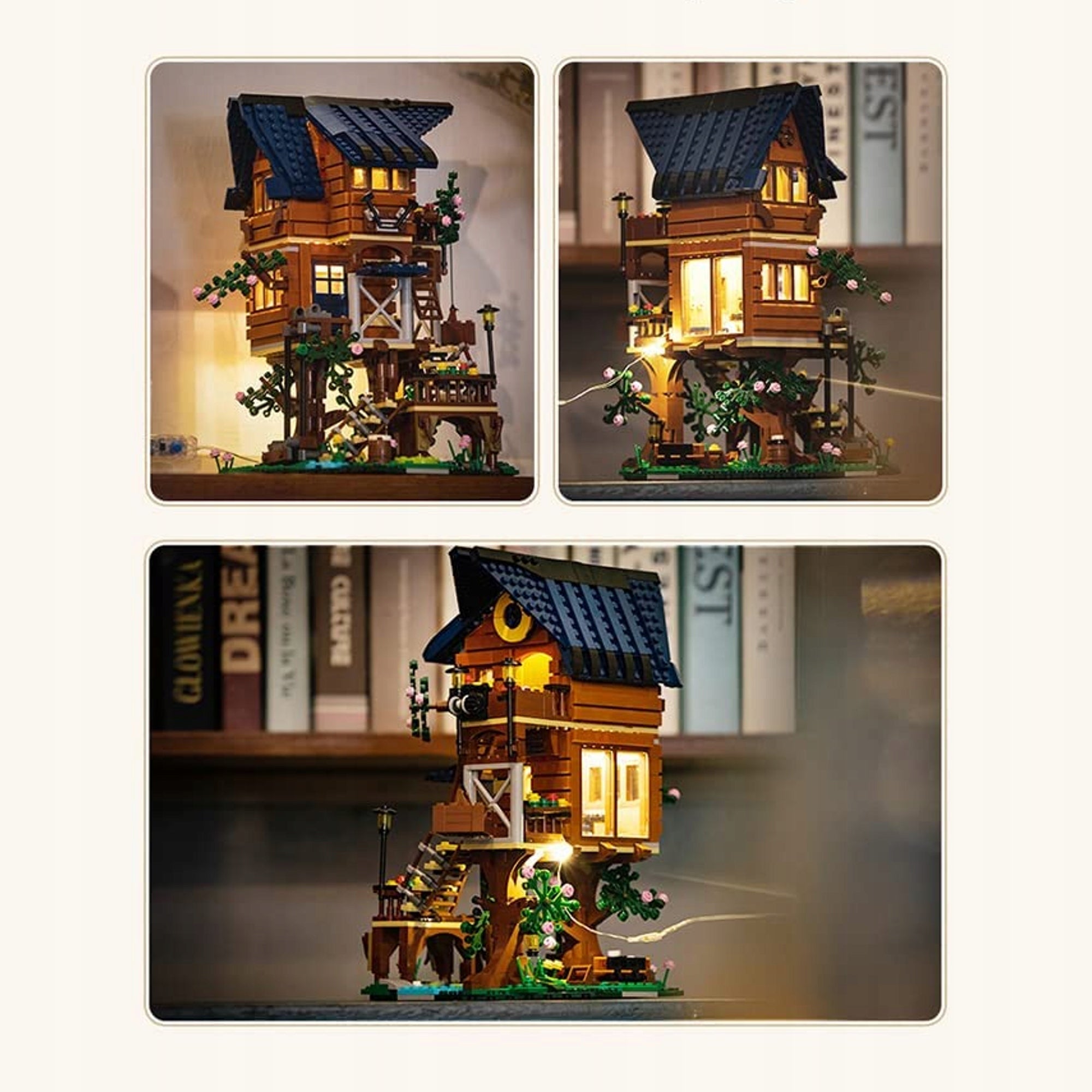 CADA Konstrukcinės kaladėlės 4in1 Keturi metų laikai, Didelis namelis ant medžio su LED, 1155 detalės