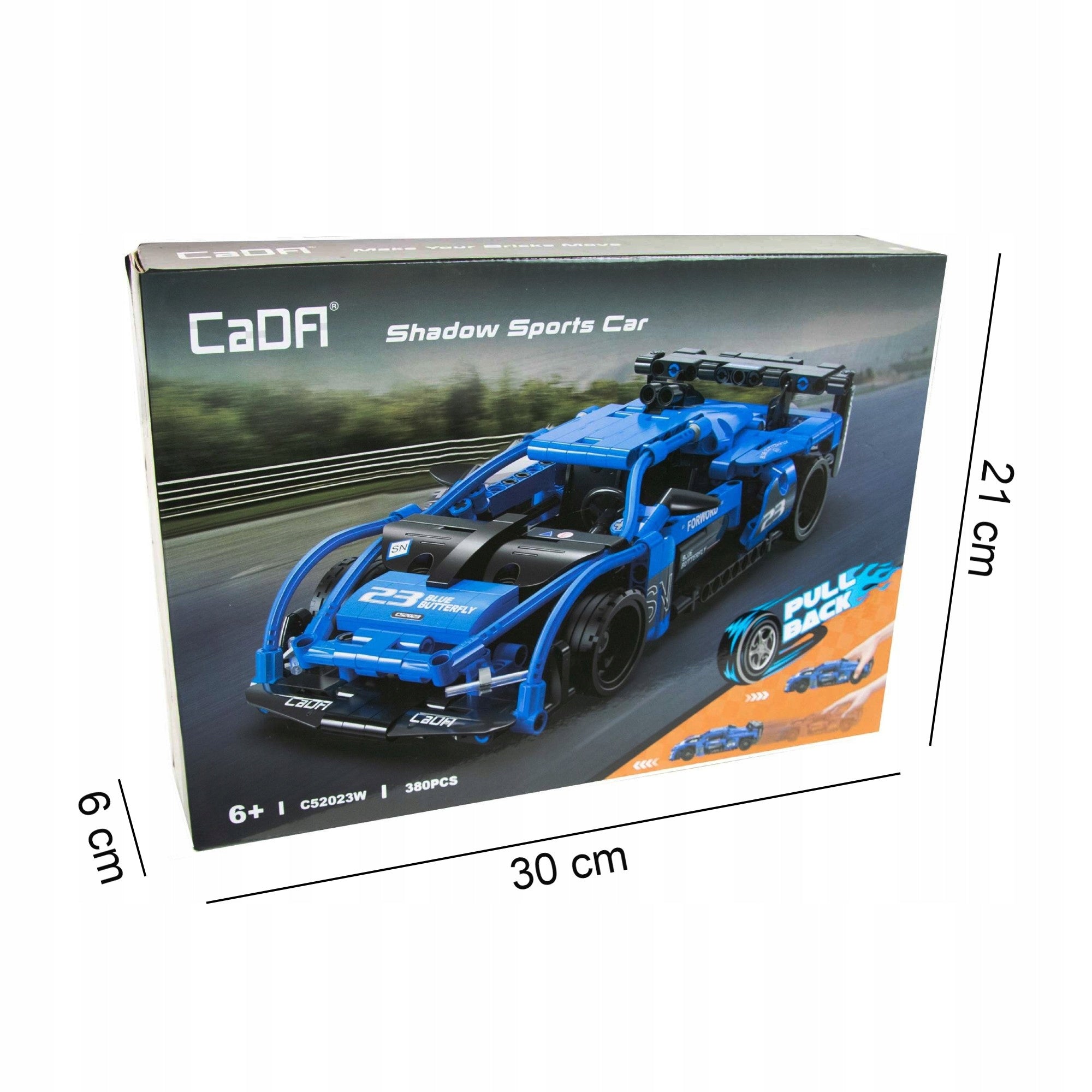 CADA Kaladėlės Sportinis lenktyninis automobilis SHADOW Atgal traukiama pavara 380 EL