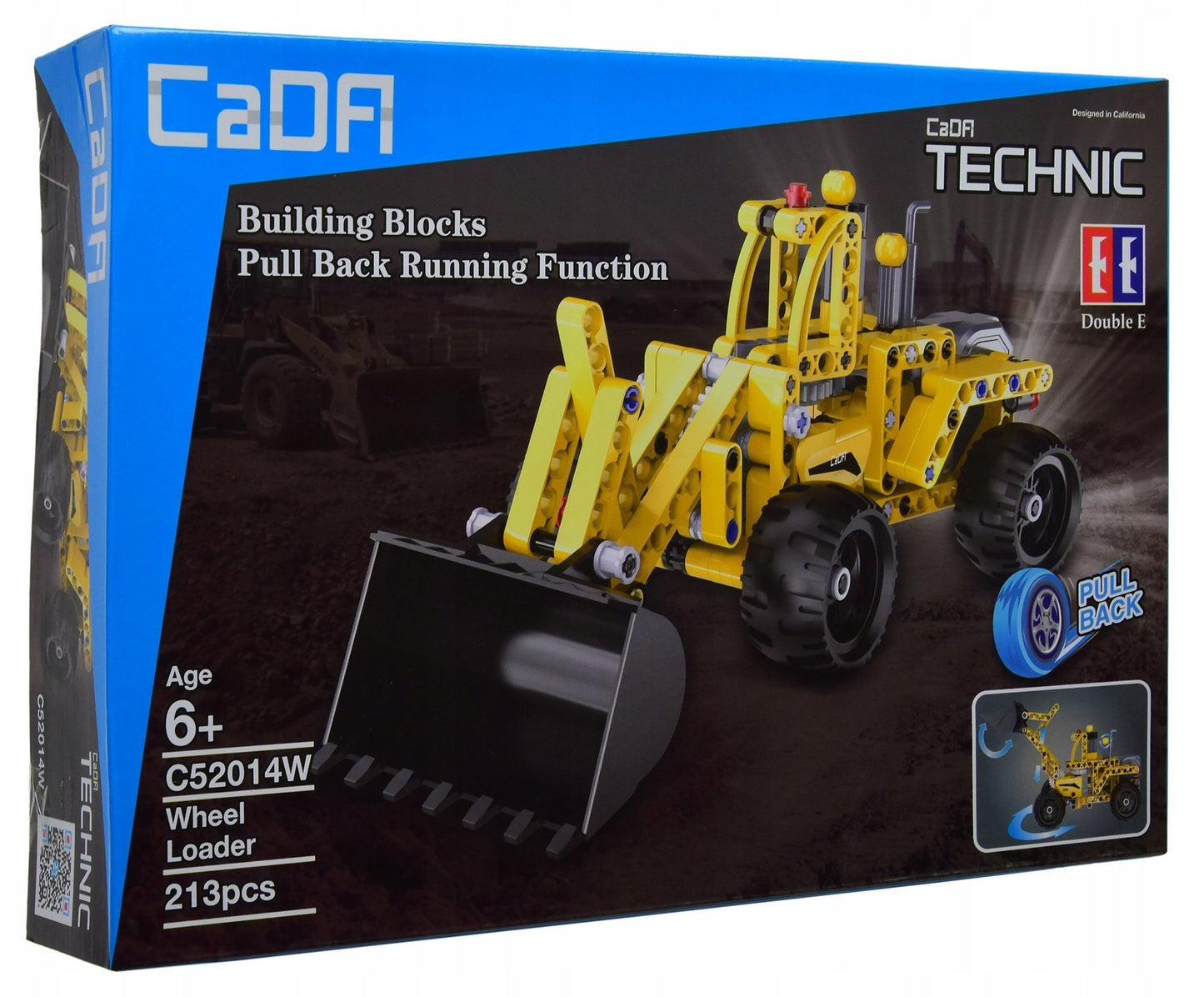 CADA Statybiniai blokeliai: Krautuvas-buldozeris su atgalinės eigos mechanizmu, 213 elementų