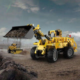 CADA KONSTRUKCINIAI BLOKELIAI STATYBINIS TRANSPORTO MODELIS 2 IN 1 KROVĖJAS BULDOZERIS STUMTUVAS 693 ELEMENTAI