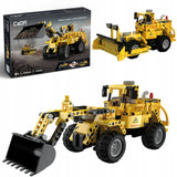 CADA KONSTRUKCINIAI BLOKELIAI STATYBINIS TRANSPORTO MODELIS 2 IN 1 KROVĖJAS BULDOZERIS STUMTUVAS 693 ELEMENTAI