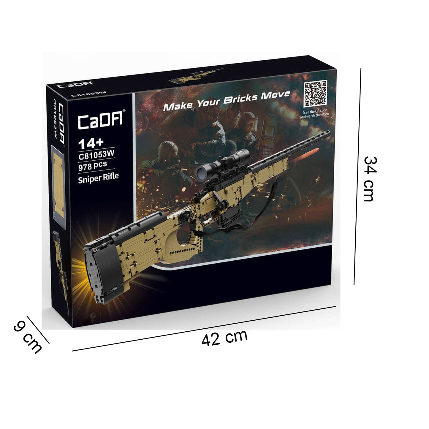 CADA Konstruktorius Šaudantis Snaiperinis Šautuvas 978 El. AWP + Minkšti Šaudmenys