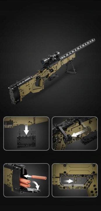 CADA Konstruktorius Šaudantis Snaiperinis Šautuvas 978 El. AWP + Minkšti Šaudmenys