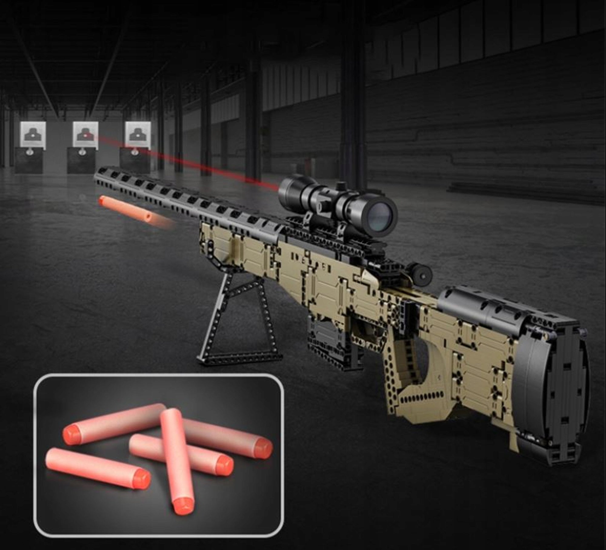 CADA Konstruktorius Šaudantis Snaiperinis Šautuvas 978 El. AWP + Minkšti Šaudmenys