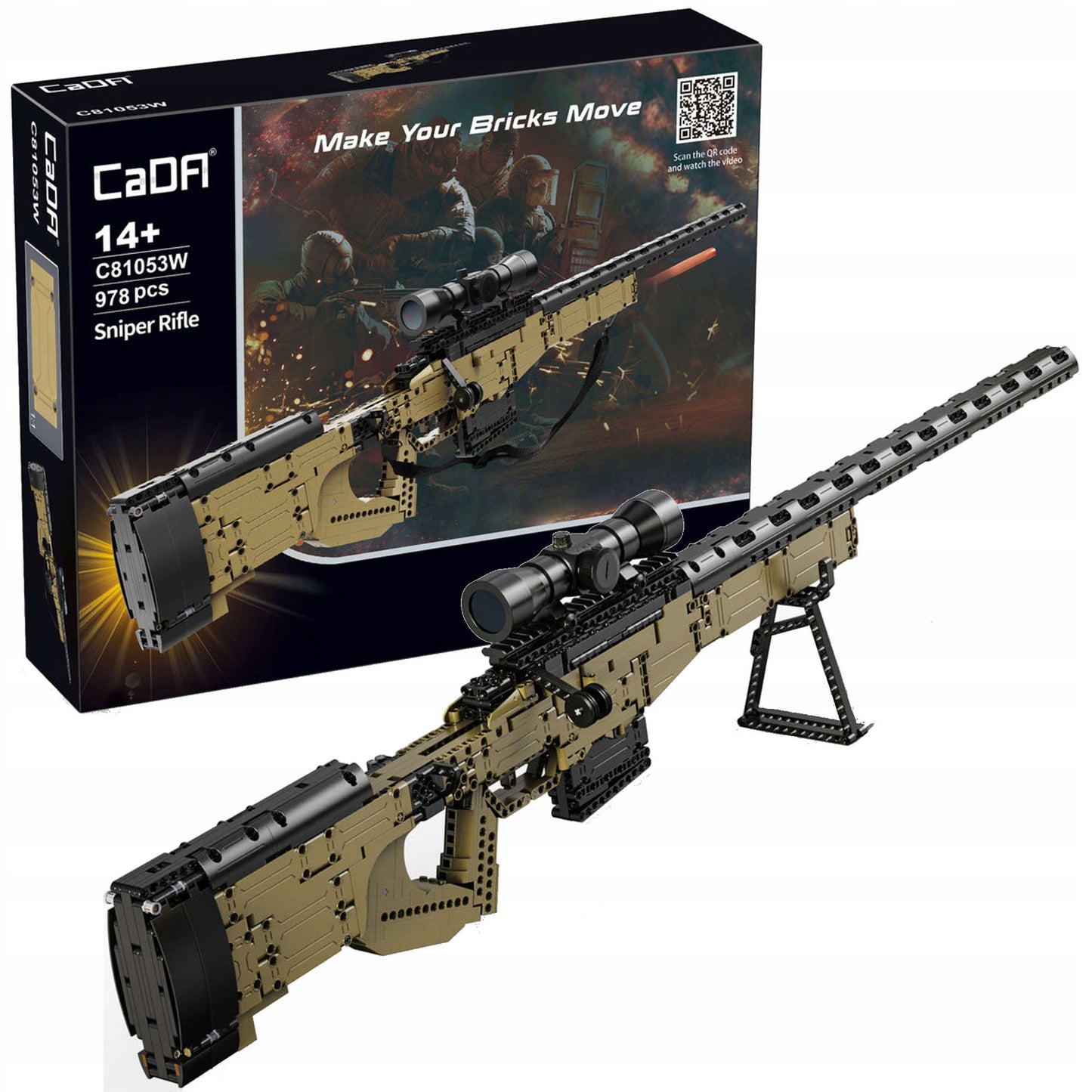 CADA Konstruktorius Šaudantis Snaiperinis Šautuvas 978 El. AWP + Minkšti Šaudmenys