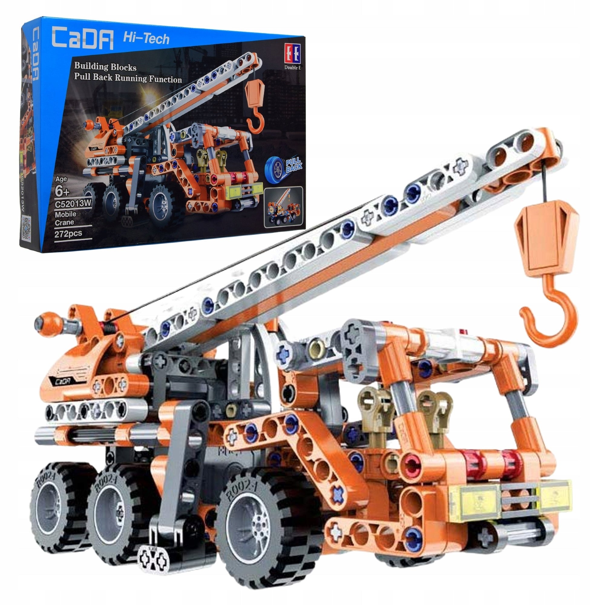 CADA TECHNIC STATYBINIAI BLOKELIAI SUNVEŽIMIS KRANAS 2IN1 ATGAL TRAUKIAMAS MECHANIZMAS DOVANAI