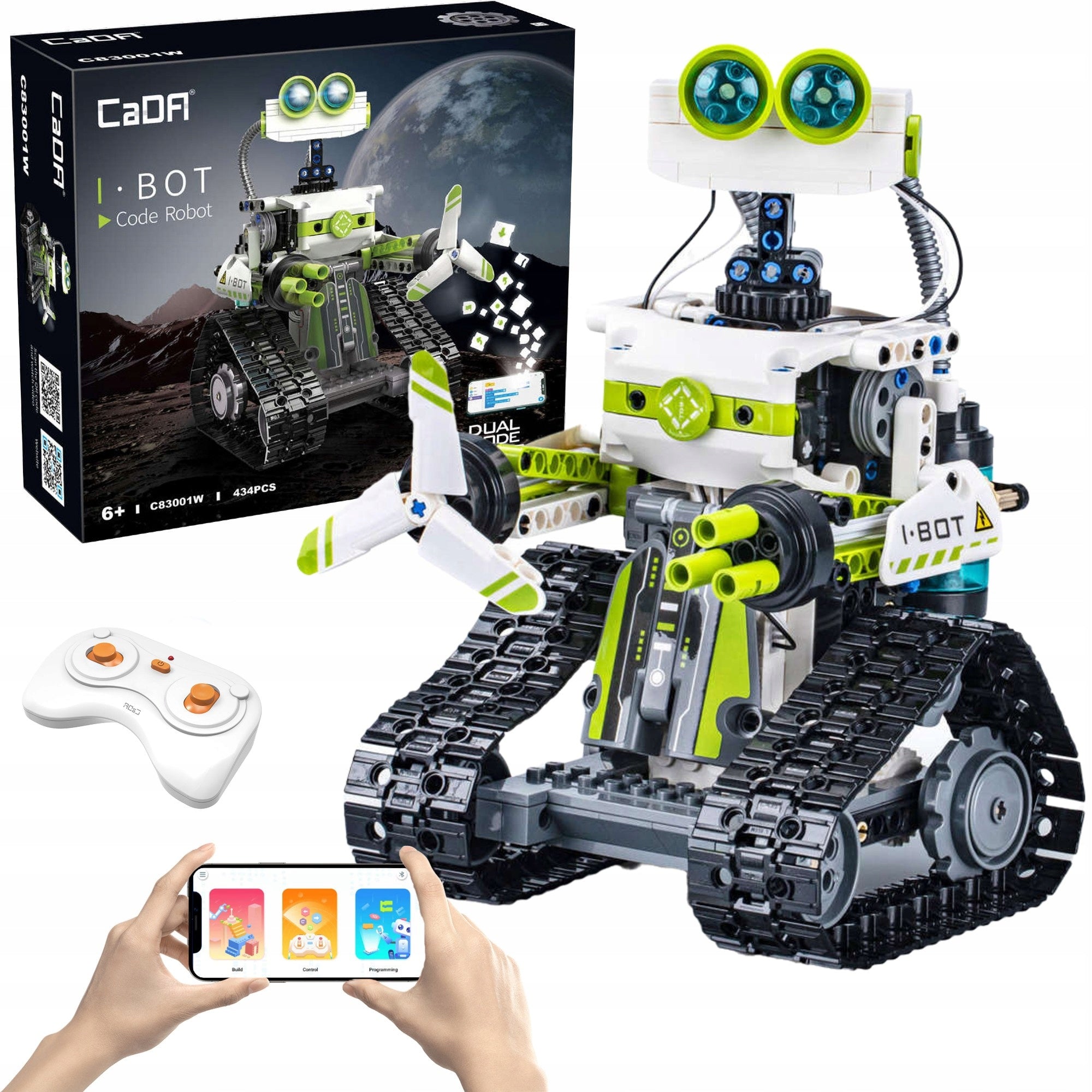 CADA KONSTRUKTORIUS TECHNIC PROGRAMUOJAMAS ROBOTAS BOT 434 DALYS VALDOMAS SU LED
