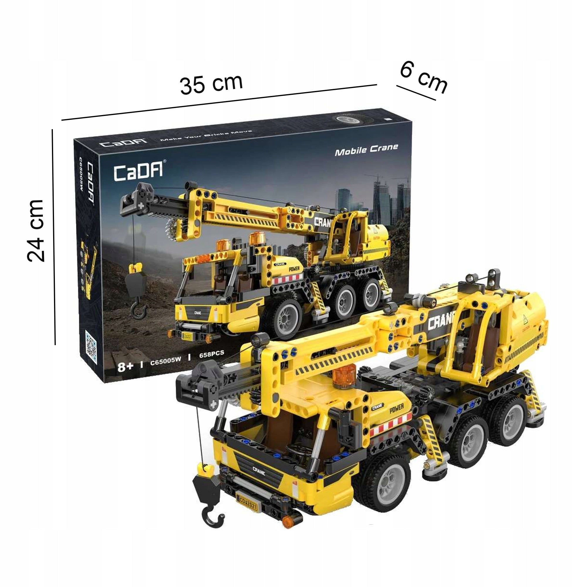 CADA TECHNIC STATYBINIAI BLOKELIAI KRANAS 37 CM DIDELĖ STATYBINĖ TRANSPORTO PRIEMONĖ 658 EL.