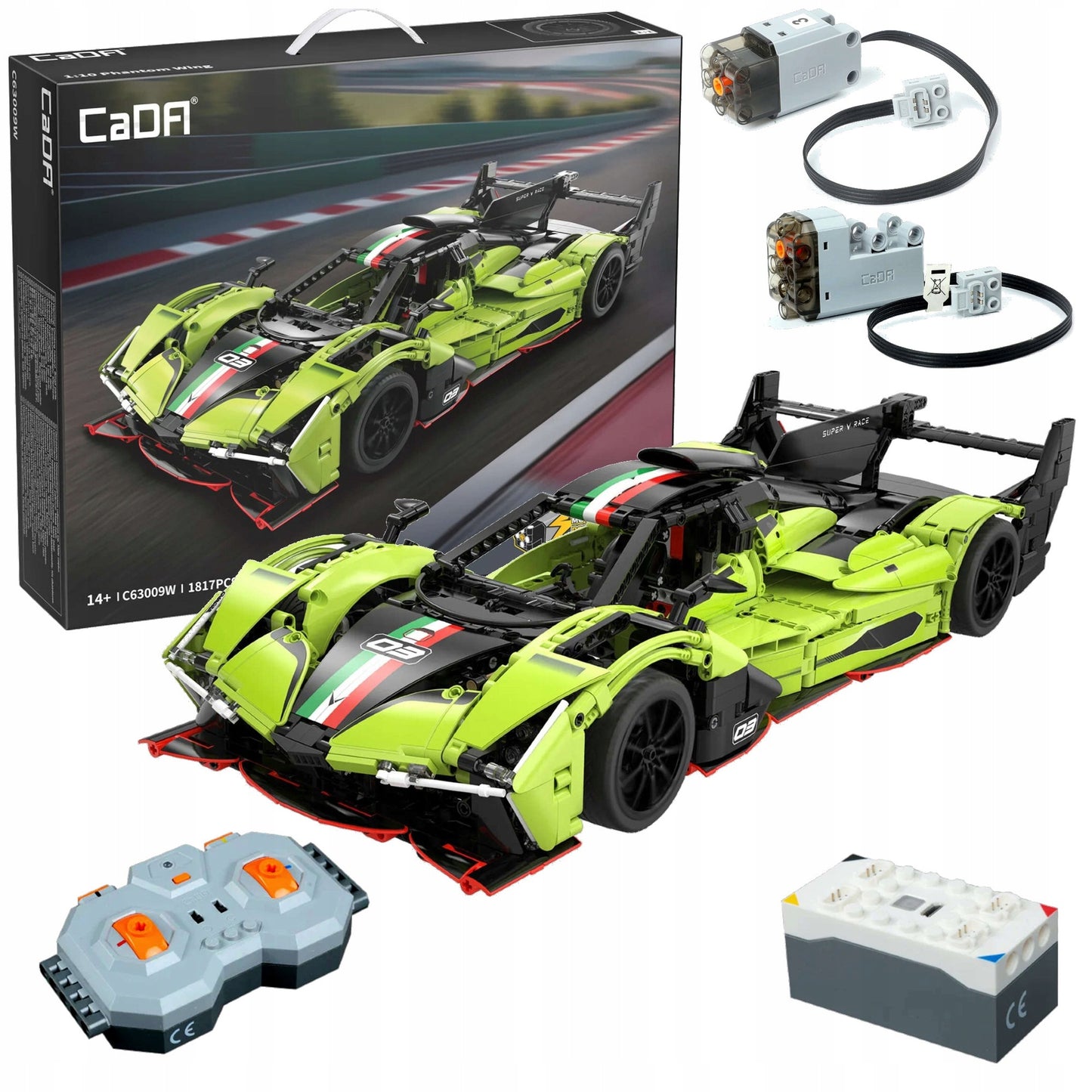 CaDA statybiniai blokeliai nuotoliniu būdu valdomas lenktyninis automobilis ir POWER SYSTEM pavara