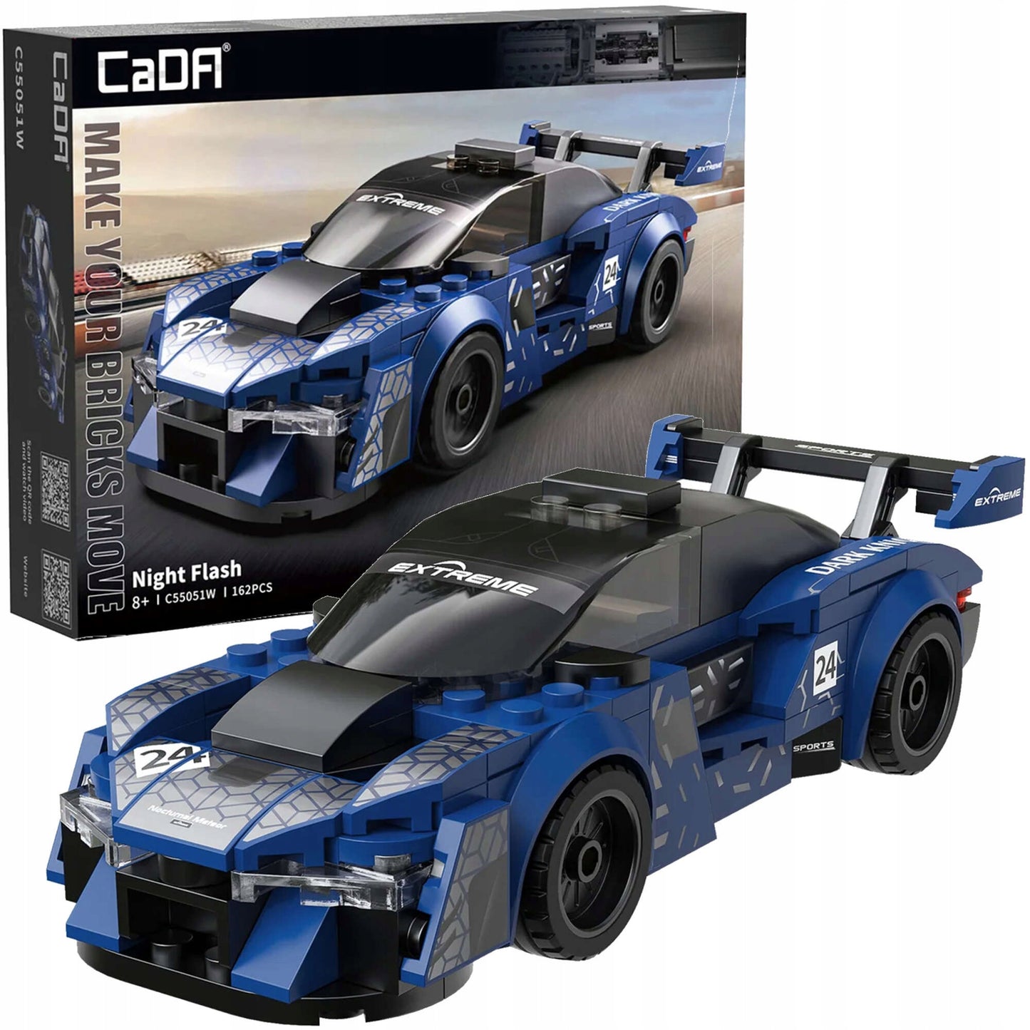 CaDA Rinkinys 4 sportinių lenktyninių mašinėlių 614 detalių 4-in-1