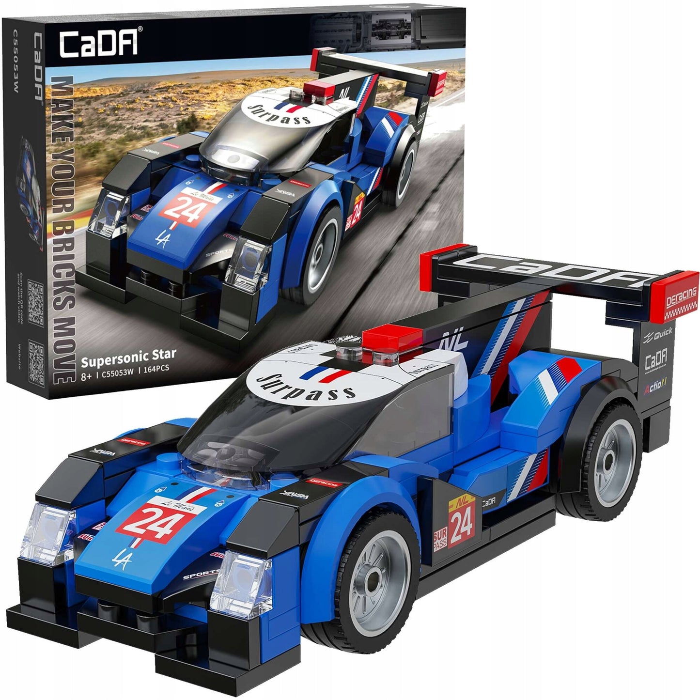 CaDA Rinkinys 4 sportinių lenktyninių mašinėlių 614 detalių 4-in-1