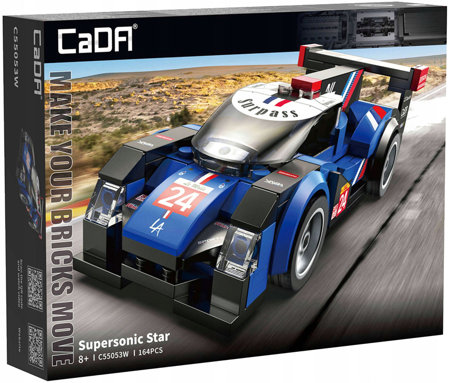 CaDA Rinkinys 4 sportinių lenktyninių mašinėlių 614 detalių 4-in-1
