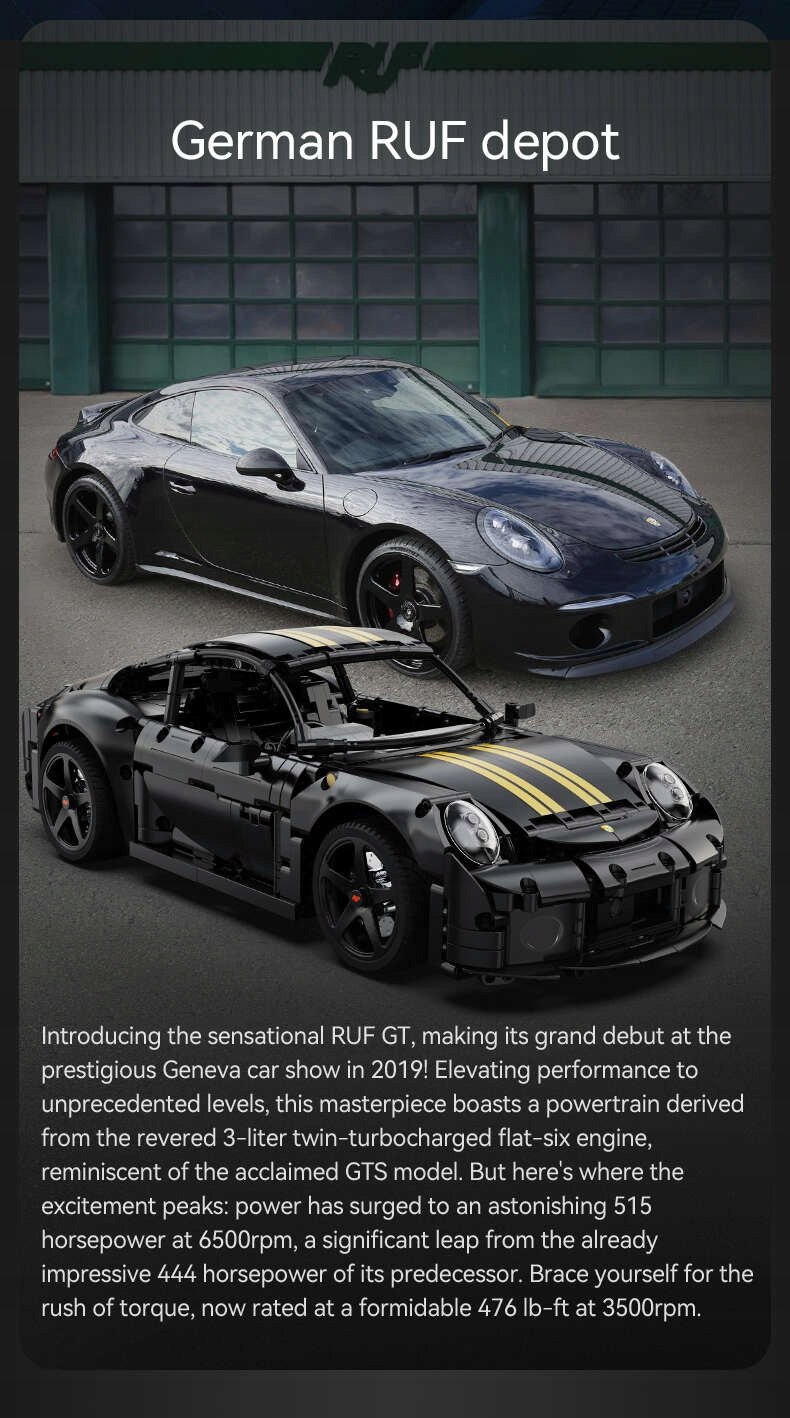 CADA Statybinių kaladėlių rinkinys JUODAS RUF GT, 1655 elementai