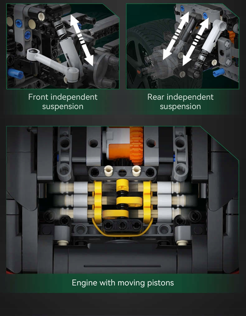 CADA Statybinių kaladėlių rinkinys JUODAS RUF GT, 1655 elementai