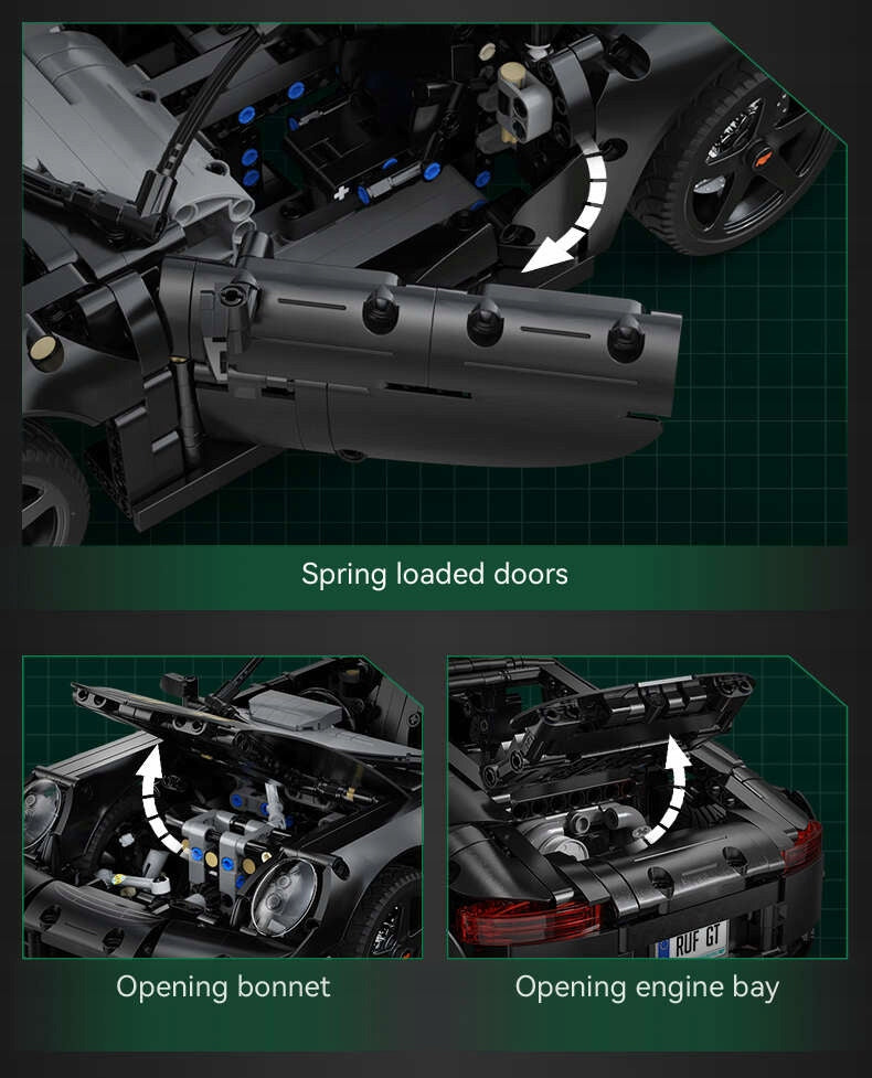 CADA Statybinių kaladėlių rinkinys JUODAS RUF GT, 1655 elementai