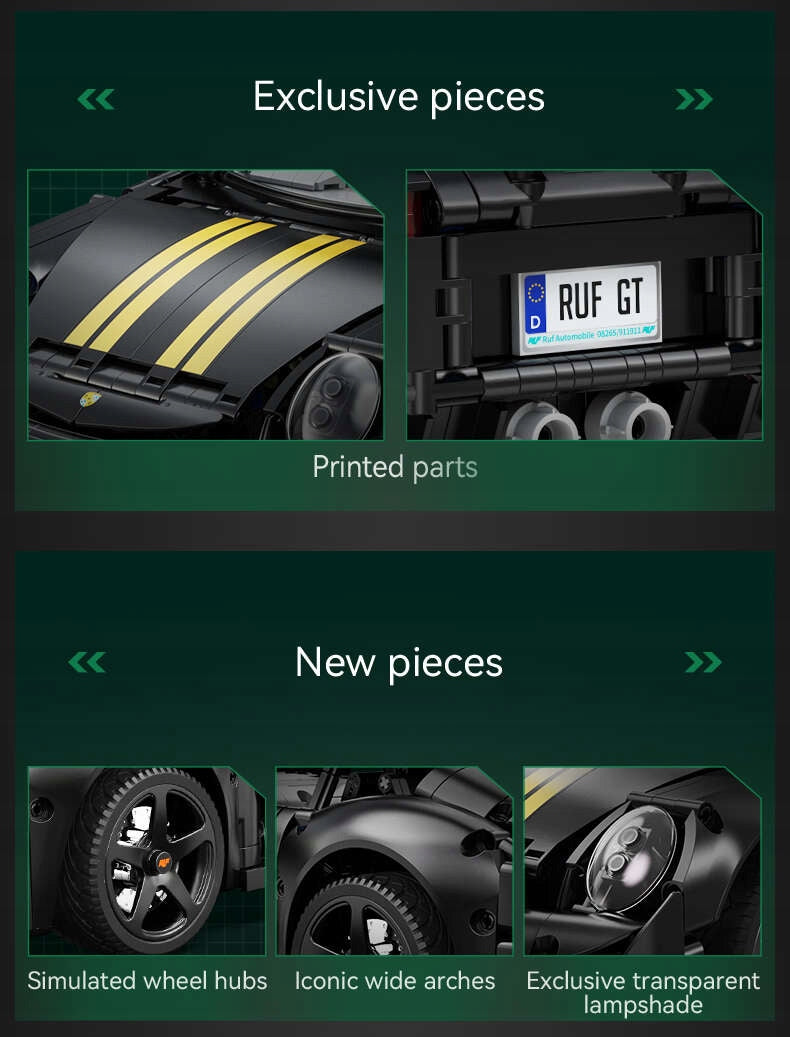 CADA Statybinių kaladėlių rinkinys JUODAS RUF GT, 1655 elementai