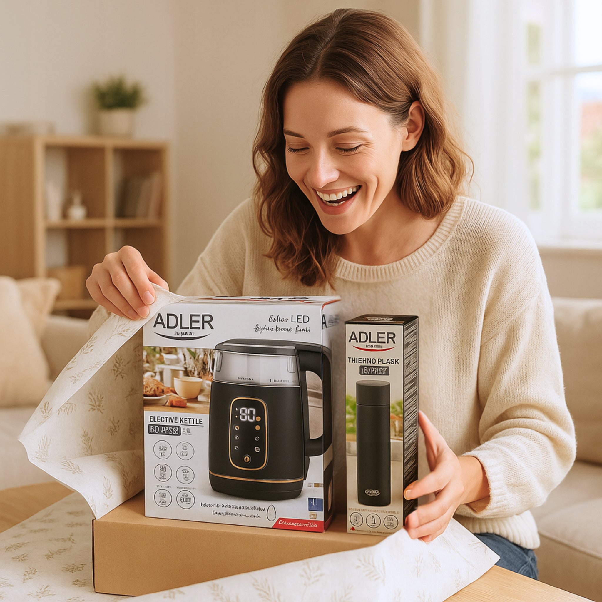 Elektrinis stiklinis virdulys 1,7 L su temperatūros reguliavimu, juodas + LCD Termosas