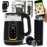 Elektrinis stiklinis virdulys 1,7 L su temperatūros reguliavimu, juodas + LCD Termosas