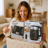 Elektrinis stiklinis virdulys 1,7 L, temperatūros reguliavimas, juodas + stiklinė svarstyklė