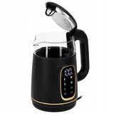 Elektrinis stiklinis virdulys su temperatūros reguliavimu, 1,7 L, juodas, virtuvei