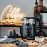 Elektrinis stiklinis virdulys su temperatūros reguliavimu, 1,7 L, juodas, virtuvei