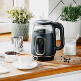 Elektrinis stiklinis virdulys su temperatūros reguliavimu, 1,7 L, juodas, virtuvei