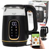 Elektrinis stiklinis virdulys su temperatūros reguliavimu, 1,7 L, juodas, virtuvei