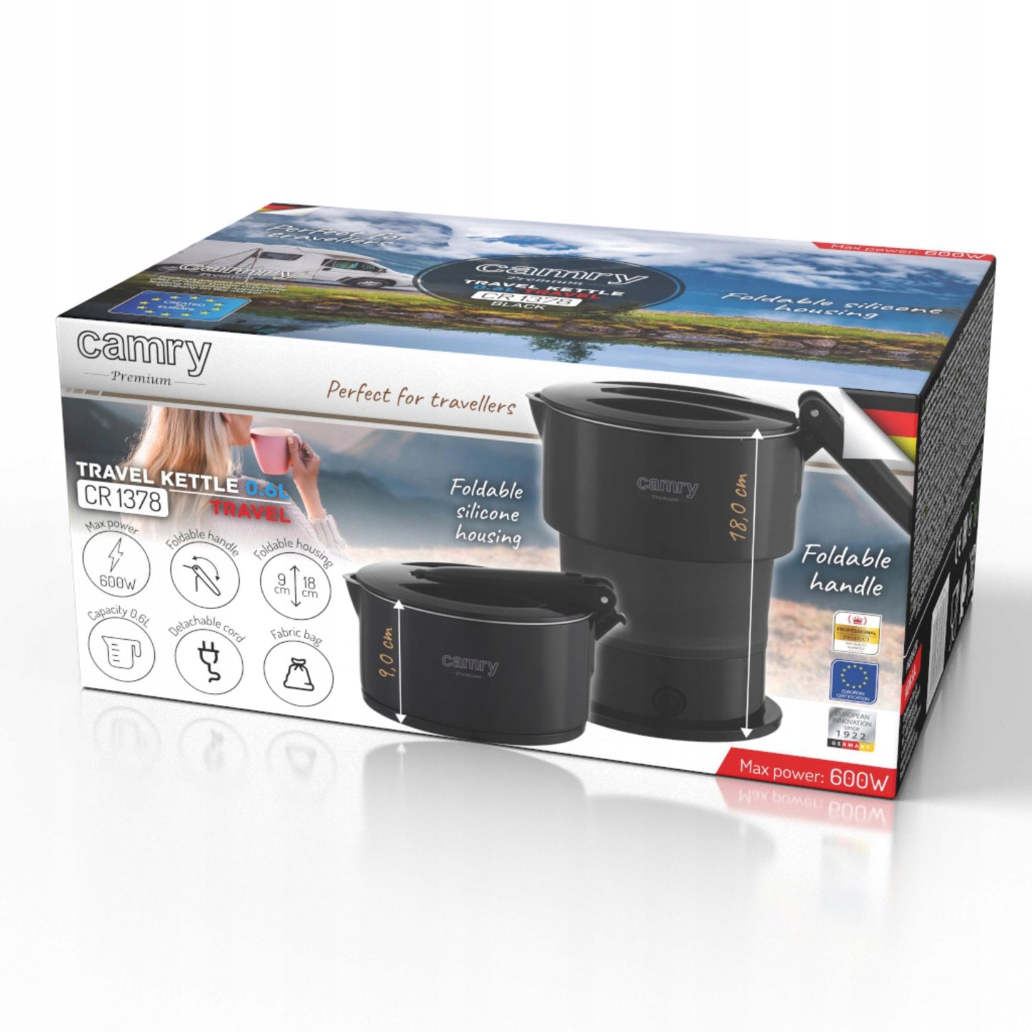 Elektrinis sulankstomas kelioninis virdulys 600W, mažas, 0.6l CAMRY