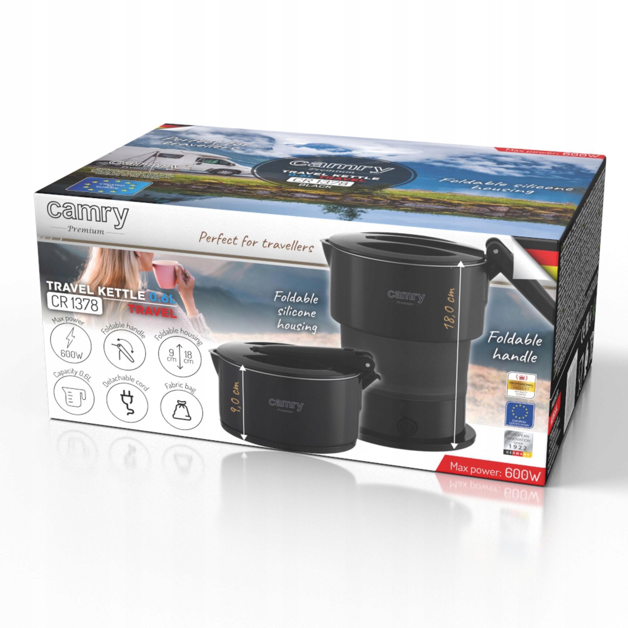 Elektrinis sulankstomas kelioninis virdulys 600W, mažas, 0.6l CAMRY