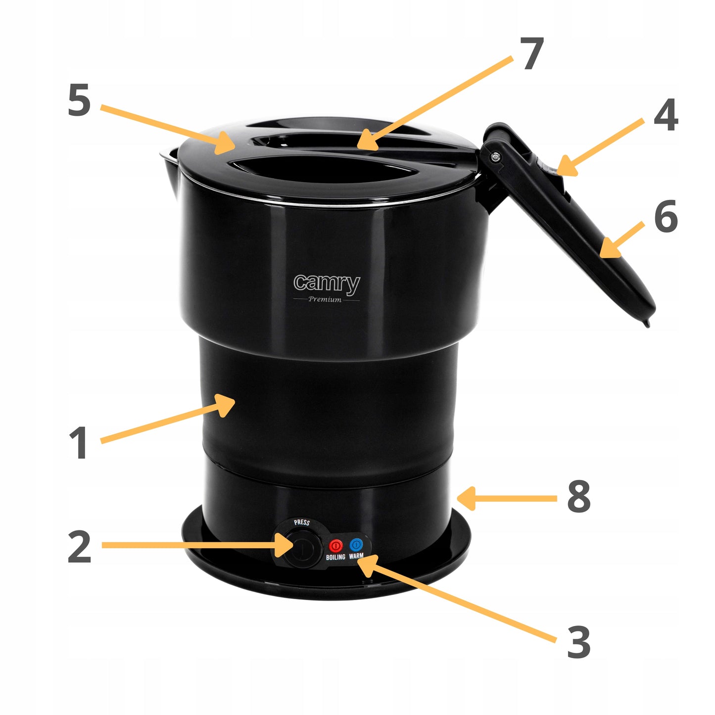 Elektrinis sulankstomas kelioninis virdulys 600W, mažas, 0.6l CAMRY