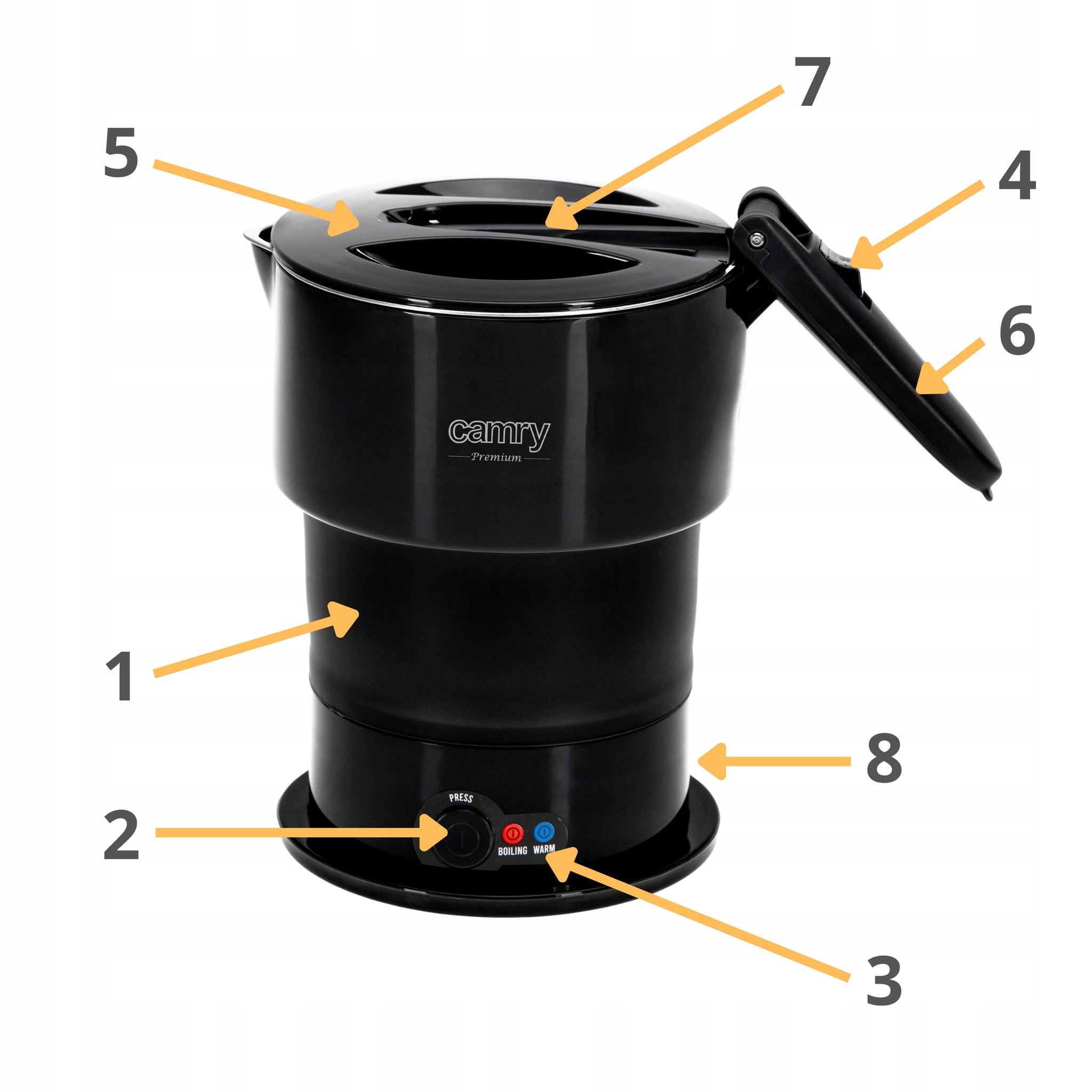 Elektrinis sulankstomas kelioninis virdulys 600W, mažas, 0.6l CAMRY