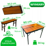 Campify Sulankstomas Stalas + 2 Suolai | Kempingo kelionių rinkinys nameliui ant ratų