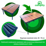 Campify Sulankstomas Stalas + 2 Suolai | Kempingo kelionių rinkinys nameliui ant ratų