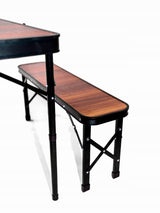 Campify Sulankstomas Stalas + 2 Suolai | Kempingo kelionių rinkinys nameliui ant ratų