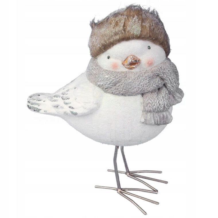 Keraminis paukštis ant metalinių kojų su blizgučiais Kalėdinė dekoracija 47 cm