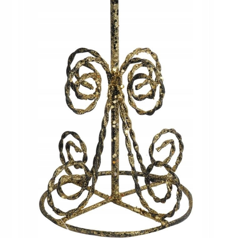 Kūginė Kalėdinė Eglutė iš rotango ir metalo 80cm, rudai-auksinė, Kalėdinė dekoracija