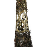 Kūginė Kalėdinė Eglutė iš rotango ir metalo 80cm, rudai-auksinė, Kalėdinė dekoracija