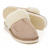 Šiltos moteriškos odinės šlepetės su avinėlio vilna PanSzew