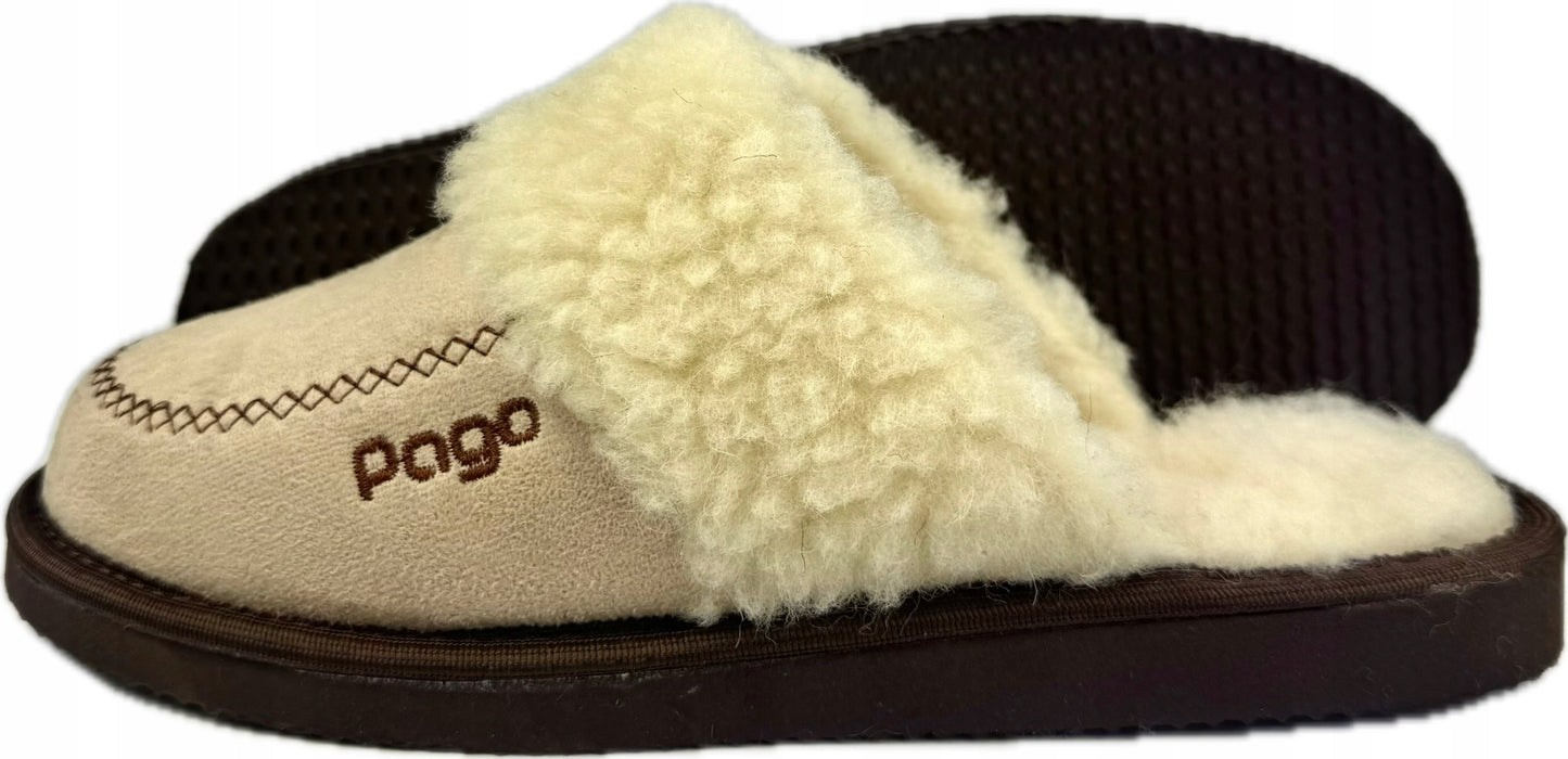 Šiltos moteriškos šlepetės iš natūralios merino vilnos, naminės šlepetės "Pago"