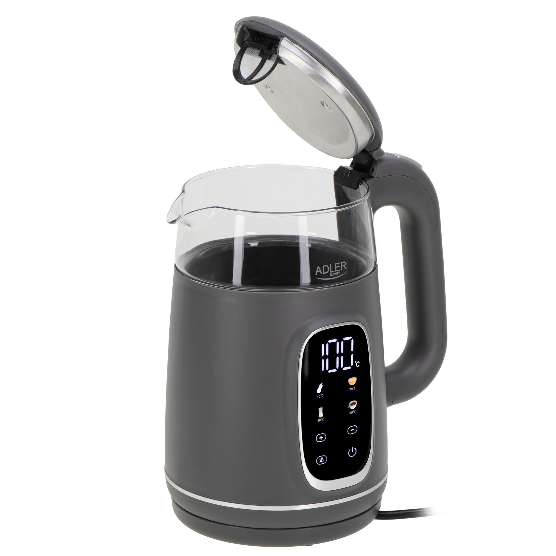 Elektrinis stiklinis virdulys su temperatūros reguliavimu, 1,7 L, 2200 W