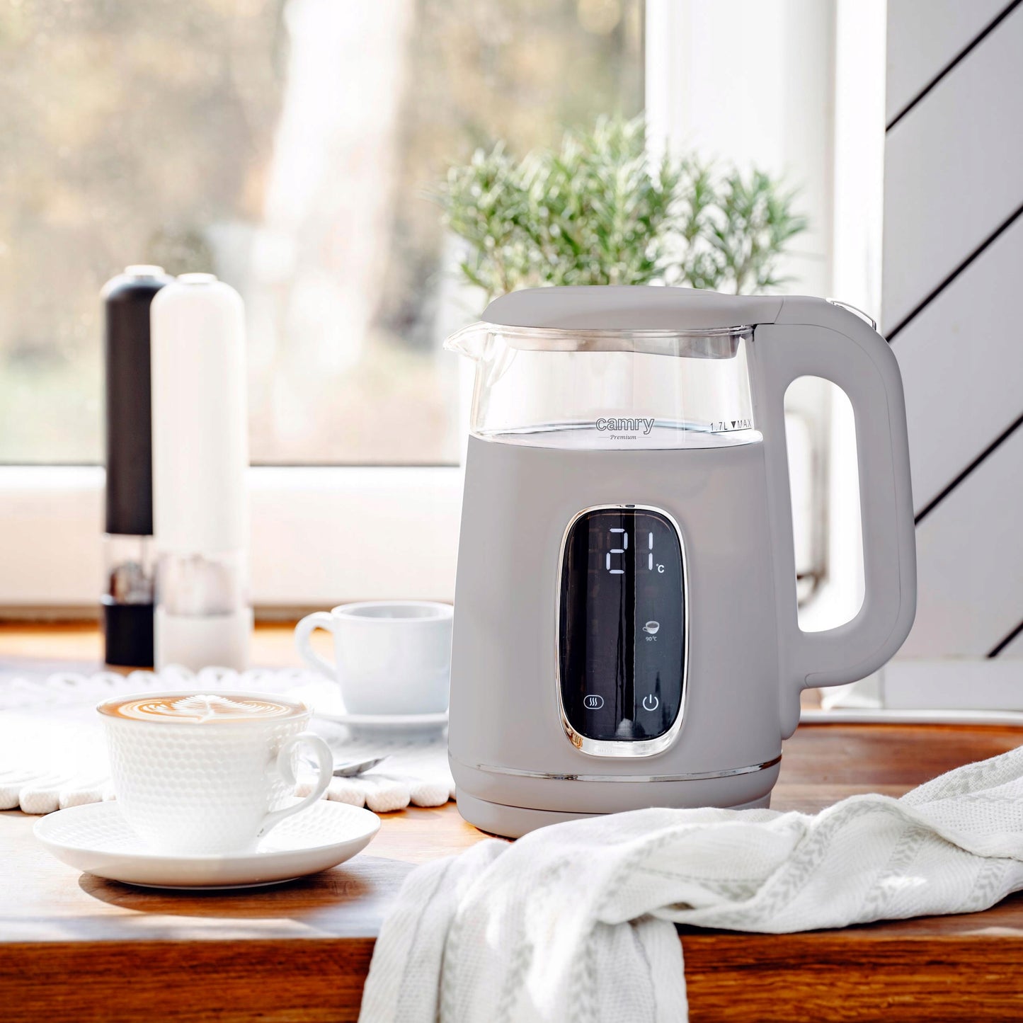 Stiklinis elektrinis virdulys su temperatūros reguliavimu, 1,7 L, 2200 W