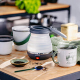 Sulankstomas silikoninis turistinis arbatinukas, pilkas, 0,6L