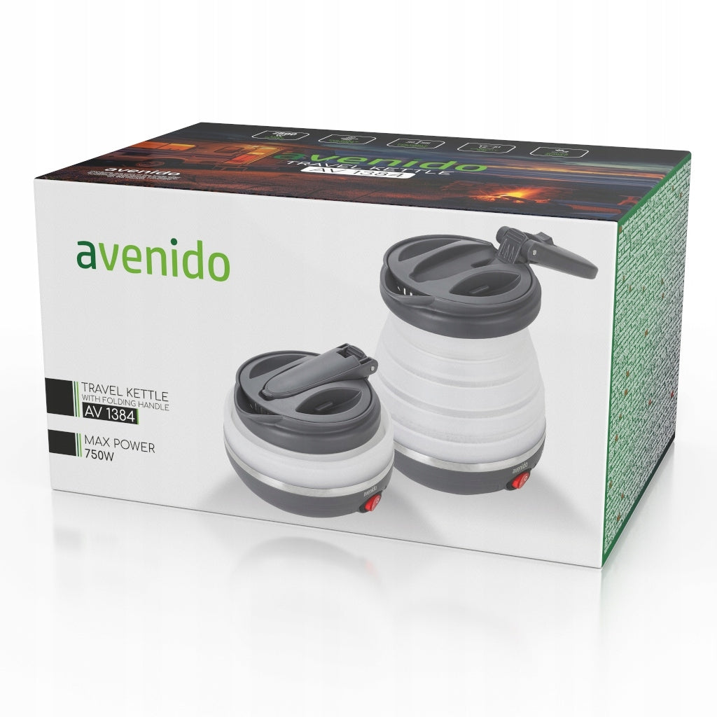 Sulankstomas silikoninis turistinis arbatinukas, pilkas, 0,6L