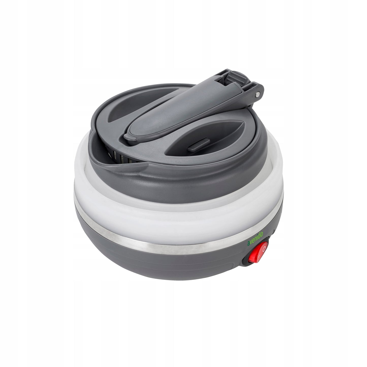 Sulankstomas silikoninis turistinis arbatinukas, pilkas, 0,6L