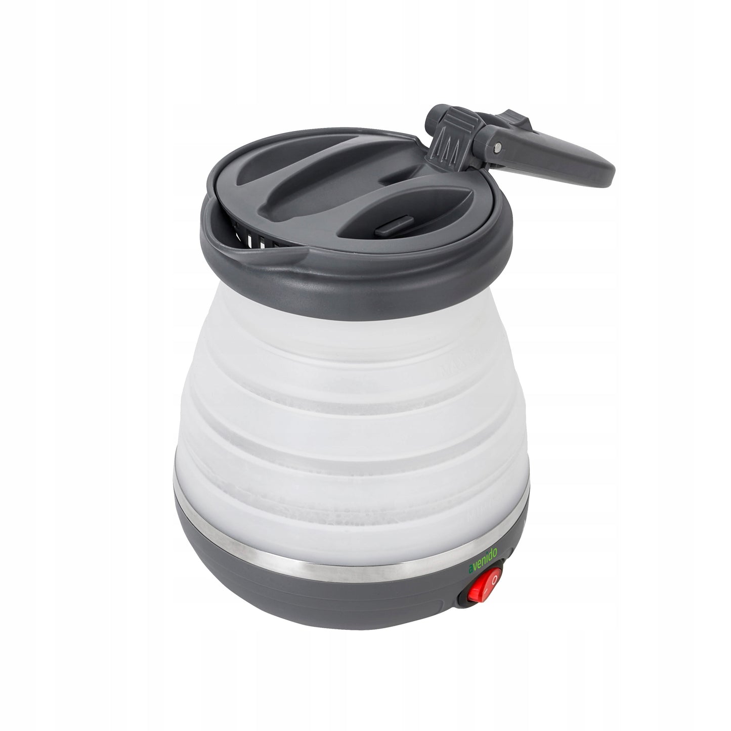 Sulankstomas silikoninis turistinis arbatinukas, pilkas, 0,6L