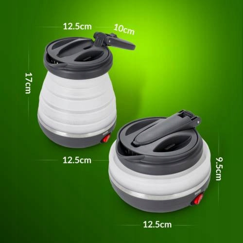 Sulankstomas silikoninis turistinis arbatinukas, pilkas, 0,6L