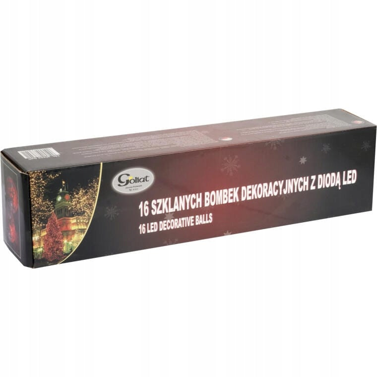 Raudoni stikliniai kalėdiniai burbulai su LED apšvietimu 16 vnt. PAPUOŠALAI