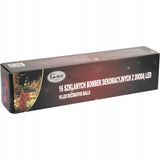 Raudoni stikliniai kalėdiniai burbulai su LED apšvietimu 16 vnt. PAPUOŠALAI