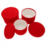 Raudoni veliūriniai gėlių dėžutės su dangteliu, dovanų dėžutės gėlėms, 3 vnt.