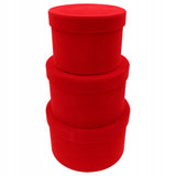 Raudoni veliūriniai gėlių dėžutės su dangteliu, dovanų dėžutės gėlėms, 3 vnt.